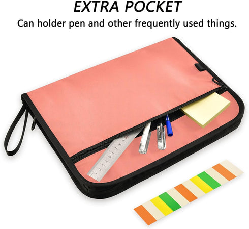Folder,13 A4 Salmon Expanding Organizer File Pocket Expanding File Folder Accordion Folder with Zipper, Accordion File