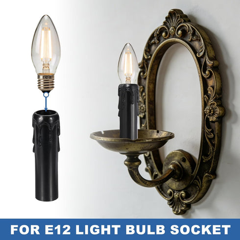 VIAPUICE 4.1" 10 Pack E12 Bulb 21mm Candle Covers Sleeves - Light Holder Plastic Drip Candle Socket Covers I.D.