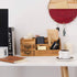 Liry Products Rustic Wooden Desktop Organizer, Brown Tabletop Storage Cabinet with 2 Tier Drawers, Multiple Compartments