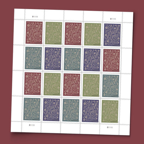 United States Postal Service 2020 20) Thank You (Sheet of First-Class Mail Forever Postage Stamps