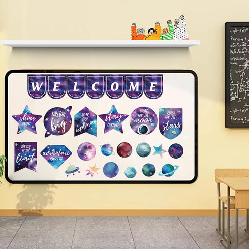 VABAMNA 28Pcs Space Motivational Posters Bulletin Board Decorations for Teachers School Office Home Decor