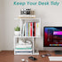 Vfelf 3-Tier Desktop Bookshelf Organizer, White Desk Shelf with Metal Hook Workspace Organizers for Desk Organization