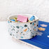 Ceramic Paper Clip Holder, Gold Line Dispenser Organizer for Desk, Cute Terrazzo Marble Pattern, Blue