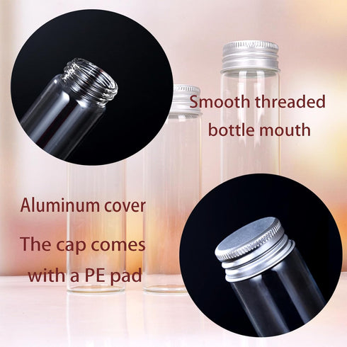 20ml Glass Vials, 30pcs Clear Glass Bottles with Aluminum Screw Caps