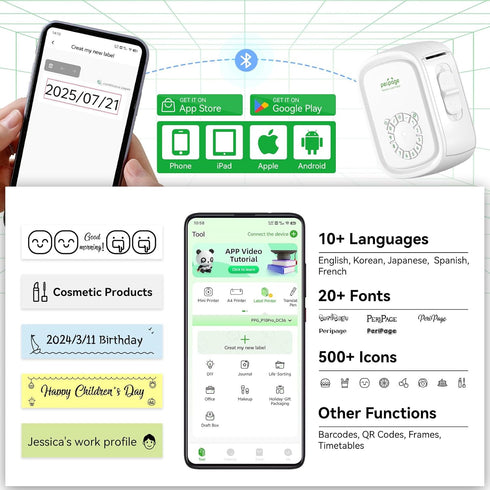 Portable Label Maker Machine P10Pro - Wireless Bluetooth Label Printer with Tape Included, Easy to Use for Home