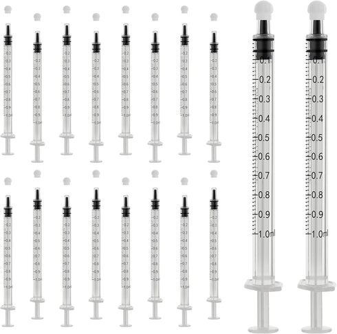 30Pack 1ml/cc Liquid Measuring Syringe with Caps - Individually Sterile Sealed Syringes Tools for Labs, Feeding, Jello