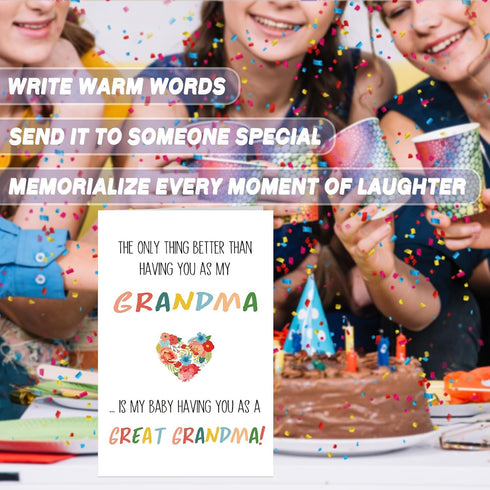 LYMEQING Funny Pregnancy Card for Grandma, Baby Born Announcement Card from Grandson or Granddaughter (the Best Thing