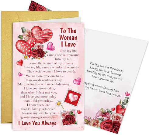Obbyidk Romantic Valentine's Day Card for Women, Sweet Valentines Card for Wife Girlfriend,