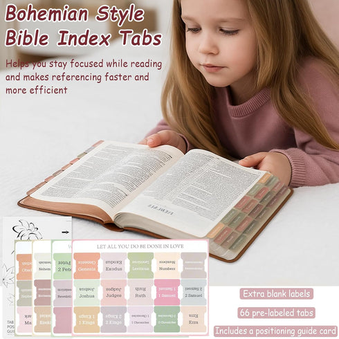 Ceemiaa Boho Bible Index Tabs for Men & Women Laminated Large Print Scripture Tabs for Study Bible, Easy Navigation
