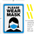 Excello Global Products 5"x7" Please Wear Mask Sign: Plastic Sign for Businesses with Adhesive Strips (Pack of 2)