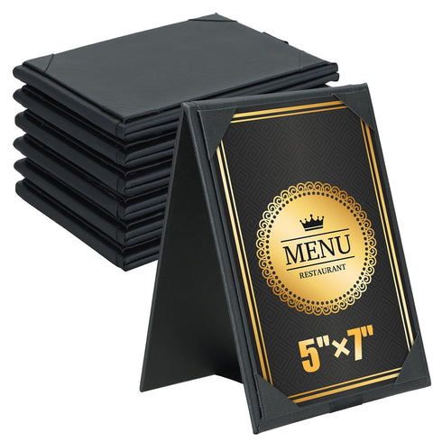 PU Leatherette Table Tents, 5"x 7" Double-Sided Menu Holder, A-Frame Table Tents