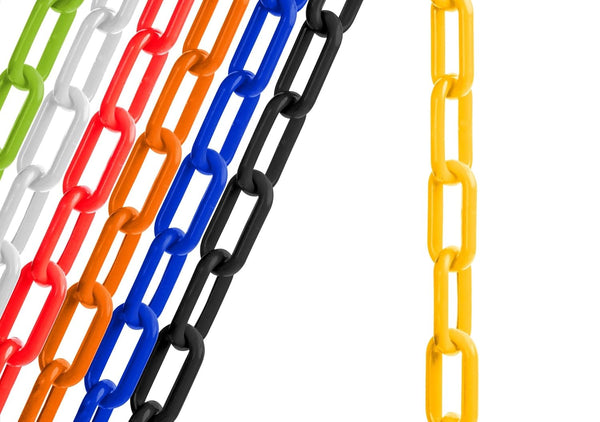 US Weight (Made in USA) 2" x 10' Yellow Plastic Safety Chain with SunShield UV Resistant Technology