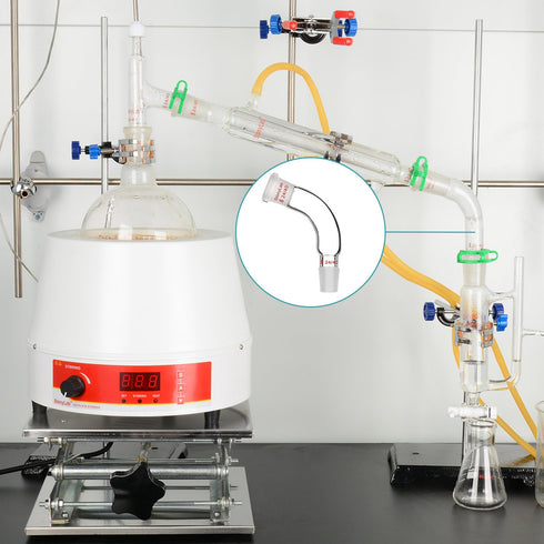 StonyLab Glass Distillation Adapter – 105 Degree Bent with 14/20 Outer and Inner Joint