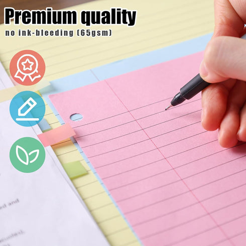 Koogel 300 Sheets Loose Leaf Paper, College Ruled, Colorful Office Filler Paper for 3-Ring Binders