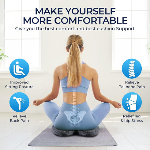 BUFORT Tailbone Seat Cushion & Lumbar Support Pillow: Memory Foam Chair Pad Back Cushion for Office Chair Car Seat