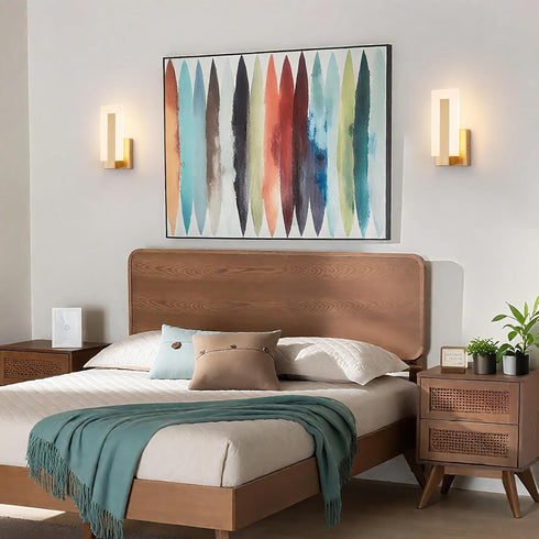 JERANDO 3000K Modern LED Wall Sconces, Acrylic Gold Wall Lamp, Warm White Indoor Wall Light, Hardwired Wall Mount