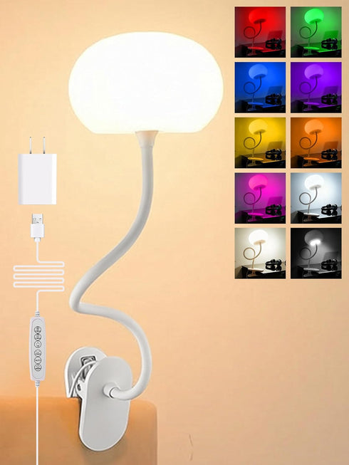 ReinHoo Clip on Light, 10 RGB Colors & Warm White Desk Lamp with