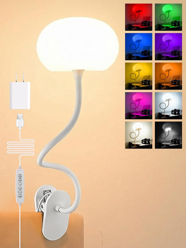 ReinHoo Clip on Light, 10 RGB Colors & Warm White Desk Lamp with
