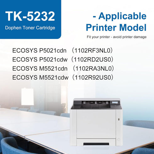 TK5232 TK-5232 Toner Cartridge - 4-Color Magenta (1 Pack) Replacement for Kyocera ECOSYS Printers