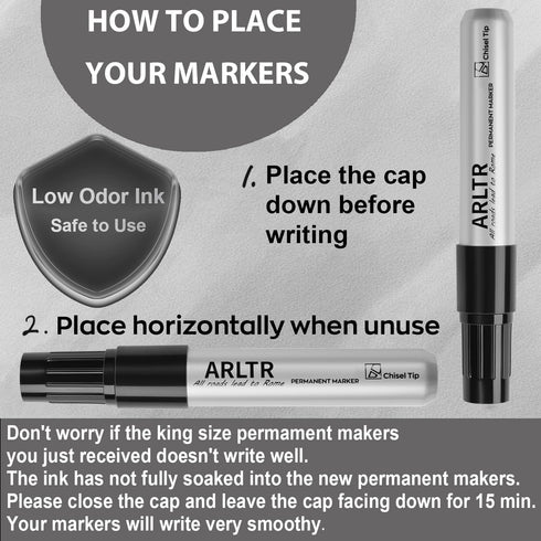 ARLTR 36 Permanent Markers King Size (Black), Bulk of Large Chisel Tip, Works on Plastic, Wood, Stone, Metal, Glass