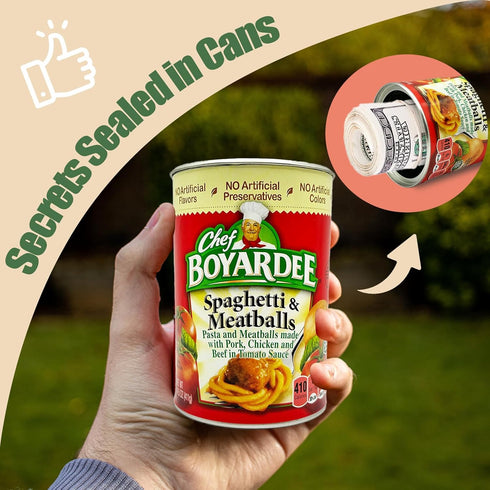 Fake Soup Can Diversion Safe - Keep Your Valuables Safe - Storage Home Security - Spaghetti and Meatballs