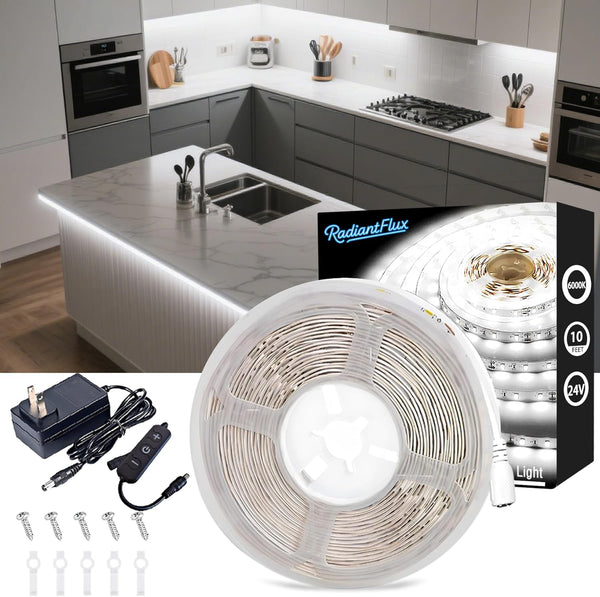 Under Cabinet Lighting Kit Small Led Strip Lights 10 ft White, Dimmable