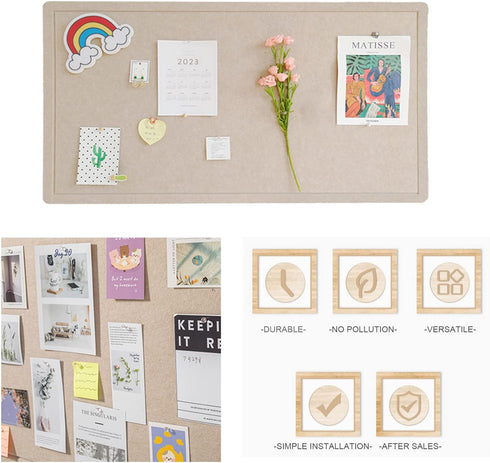 Foldable Large Felt Bulletin Board, 36'' x 18'', Decorative Display Board with 35 Rose Pins for Home, Office
