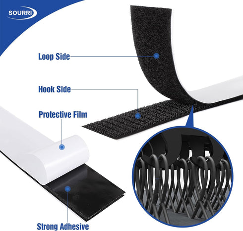 SOURRI 1 Inch x 82 Feet Hook and Loop Tape, Heavy Duty Sticky Back Fastener Roll, Nylon Self Adhesive Strips for Home,