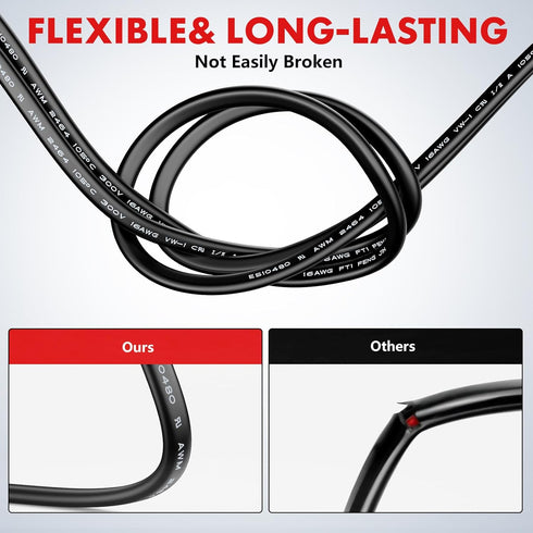 16 2 16 50FT, 12V 16/2 Lighting-15M Gauge Wire Conductor Electrical Wire, AWG Wire Stranded PVC Cord Low