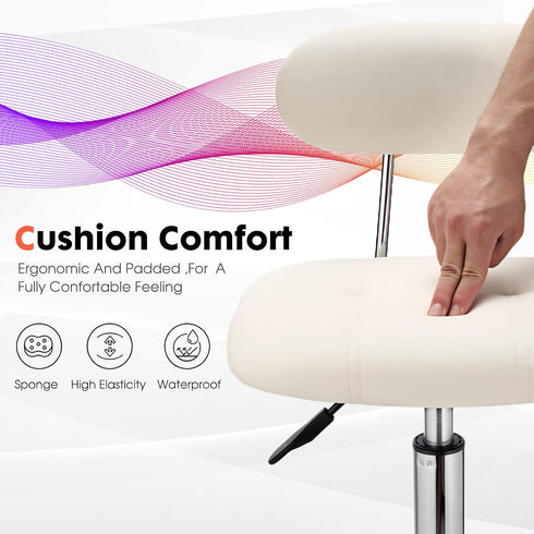 FNZIR Square Rolling Stool with Backrest Height Adjustable Chair Swivel Drafting Chair Stool Chair with Wheels Stable