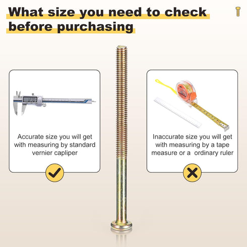 METALLIXITY Set (M6-1x40/50/60/70/80mm) 50Pcs, M6 Furniture Crib Screws Replacement Connector Bolt Screw Barrel Nuts