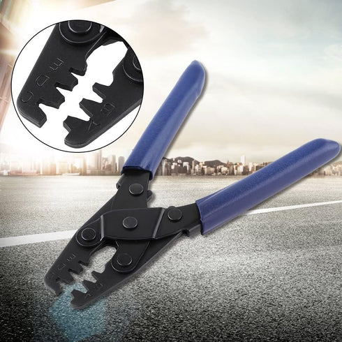 22-10 8 Inch Professional AWG Wiring Harness Crimp Plier, Open Crimper, Blue Handle, High-Carbon