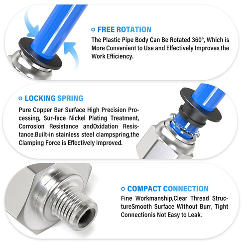 TAILONZ PNEUMATIC Male Straight Push to Connect Fittings PC4-M6 (Pack of 2) - 4mm Tube OD x M6 Thread