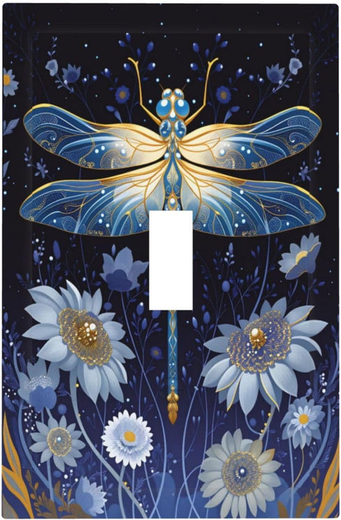 haigof Beautiful Dragonfly Light Switch Cover Wall Plate 1 Gang Single Plates Print