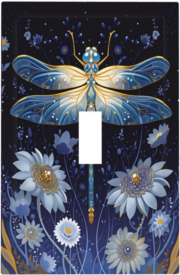 haigof Beautiful Dragonfly Light Switch Cover Wall Plate 1 Gang Single Plates Print