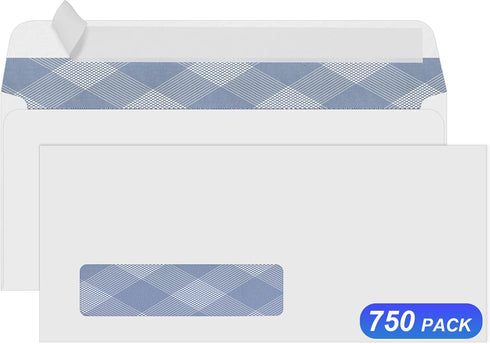 PANDRI 750#10 Single Window Envelopes, Self Seal Security Envelopes with Security Tint for QuickBooks Invoices,
