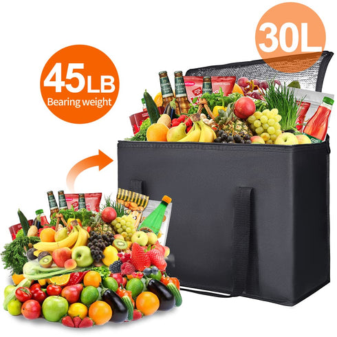 4-Pack Insulated Reusable Shopping Grocery Bags, X-Large Soft Cooler Bag Insulated, Boadon Collapsible Grocery Shopping