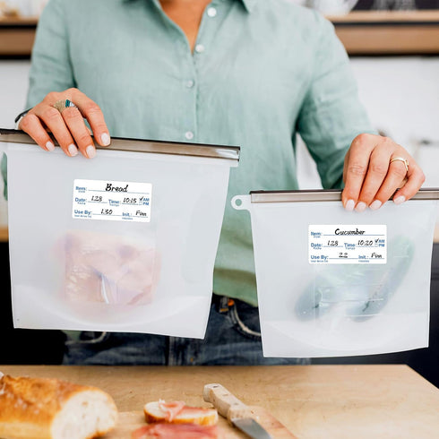 Risepekt 200 2"x1" 30 Pcs Dissolvable Food Labels Roll, Dishwasher Safe, Dissolves in Water in Sec, Removable Freezer