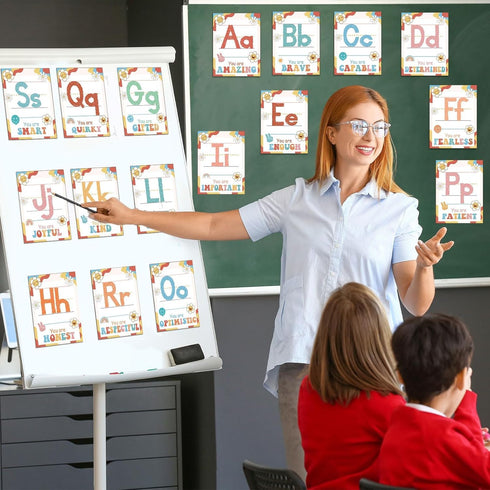 gisgfim Groovy Alphabet Affirmations Bulletin Board Positive Motivational Cutouts for Classroom Home Decor
