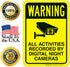 10x7 Inches, 55 Warning All Activities Recorded by Night Vision Cameras Sign, mil Thick HDPS (high Density