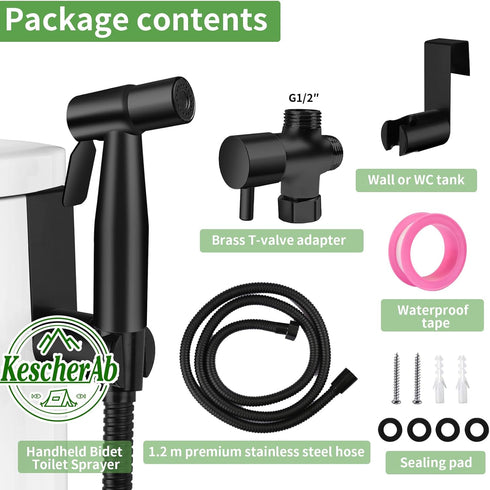 KescherAb Handheld Toilet Bidet Sprayer for Toilet, Adjustable Water Pressure Control with Complete Bidet Spray Hoses