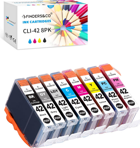 F FINDERS&CO Compatible Ink Cartridge Replacement for Canon CLI-42 CLI42, Works with Pro-100 Pro-100S Printer, 8 Pack