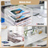 Clear Stackable Paper Trays 4 Pack, Desktop Racks with File Bags for Books, Magazines, and A4 Size Paper