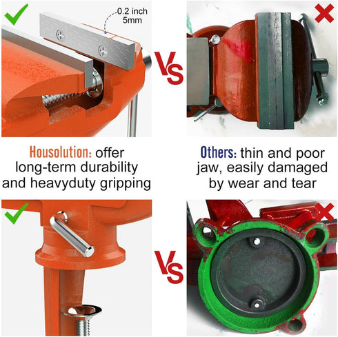 3 Inch, 360Swivel Housolution Universal Table Vise Base Bench Clamp Home Vise Clamp-On Vise Repair Tool Portable Work