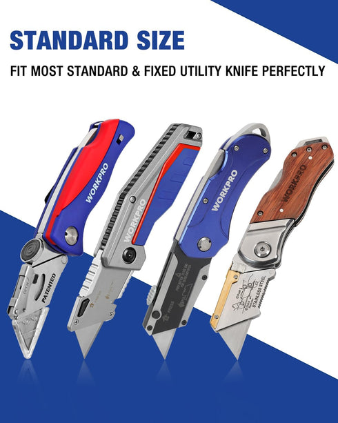 WORKPRO 50-Pack Utility Knife Blades, SK5 Steel Box Cutter for Replacement