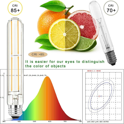 7.3 Inch 3000K Bulbs 80 800LM E26 Bulb 6W Dimmable, T10 T9 Bulbfor 2Pack Warm White Edison Equal Watt, Led Long Tubular
