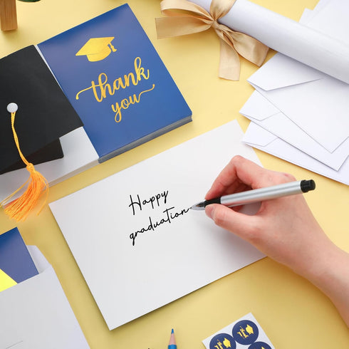 Motiskyy 50pack/150 2026 Pcs Graduation Thank You Cards with Envelopes End of Year Graduation Thank You Cards Bulk Blue