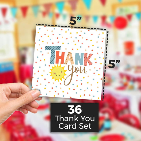 Pack 36 5 5 Honeyplum Lil Ray of Sunshine Thank You Cards - of Cards With Matching Envelopes - Small Thank You Cards