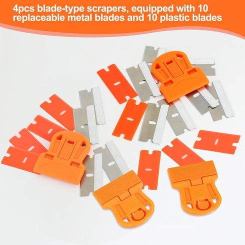 WEGAZ -4 20 Pcs Mini Plastic Razor Blade Scraper Tool-Suitable for Cleaning Windows and Glass Stoves-Equipped
