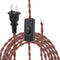 RTNLIT 16.4Ft Twisted Cloth Covered Lamp Cord with Switch Button and Molded Plug, 18-Gauge Fabric Electrical Cord,
